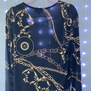 🖤 Chain Print V-Neck Top – Multicolor – Stretchy & Stylish! 🖤